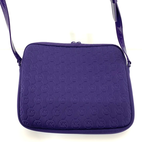 Michael Kors Purple Embossed Soft Neoprene iPad Tablet Crossbody Purse Case Nwot - Picture 5 of 16